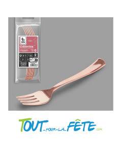 lot de 6 fourchettes rose-gold en plastique facon inox