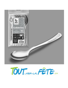 lot de 10 grosses cuillères 17 cm argent en plastique façon inox