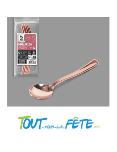 lot de 6 petites cuillères rose-gold 13 cm en plastique facon inox
