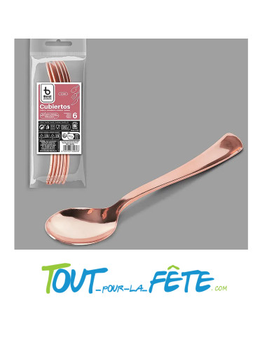 lot de 6 grosses cuillères 17 cm rose-gold en plastique facon inox