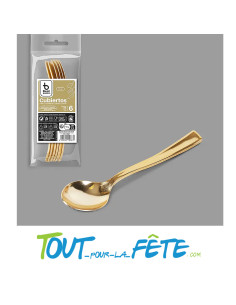 lot de 6 petites cuillères 13 cm or (doré) en plastique façon inox