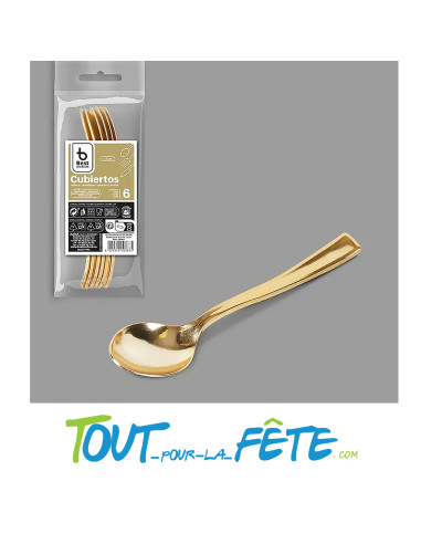 lot de 6 petites cuillères 13 cm or (doré) en plastique façon inox