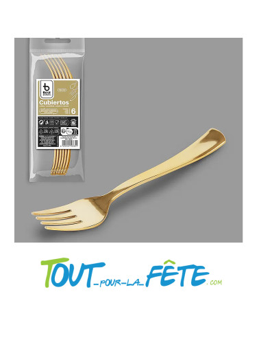 lot de 6 fourchettes or (doré) en plastique facon inox