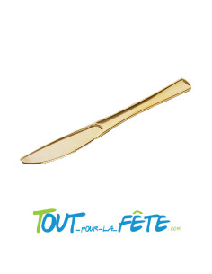 lot de 6 couteaux 20 cm or (doré) en plastique facon inox 2