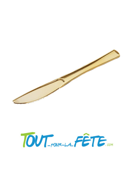 lot de 6 couteaux 20 cm or (doré) en plastique facon inox