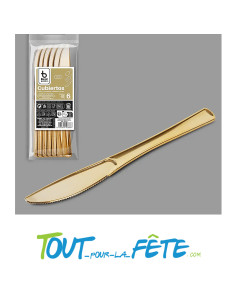 lot de 6 couteaux 20 cm or (doré) en plastique facon inox