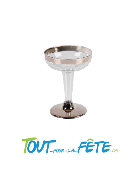 3 verres a pied argent style martini réutilisables et incassables