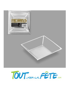 Lot de 5 assiettes carrés creuses en plastique 18 cm argent