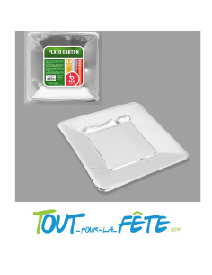 Lot de 12 assiettes carré brillantes 18 cm argent 2