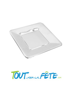 Lot de 12 assiettes carré brillantes 18 cm argent