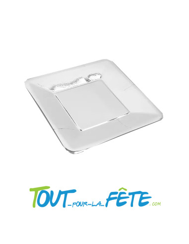 Lot de 12 assiettes carré brillantes 18 cm argent