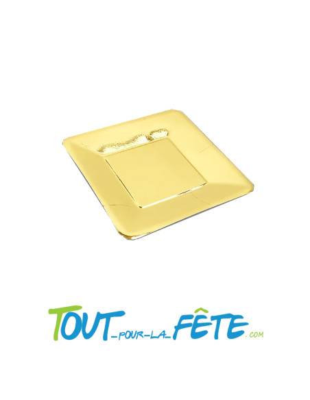Lot de 12 assiettes carré brillantes 18 cm or (doré)