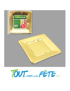 Lot de 12 assiettes carré brillantes 18 cm or (doré) 2