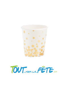 Lot de 10 gobelets or brillant et blanc en carton 20 cl