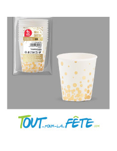 Lot de 10 gobelets or brillant et blanc en carton 20 cl 2