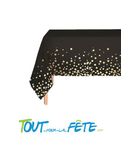 Nappe noir à pois or en polyethylene 1.80m x 1.2m