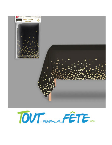 Nappe noir à pois or en polyethylene 1.80m x 1.2m
