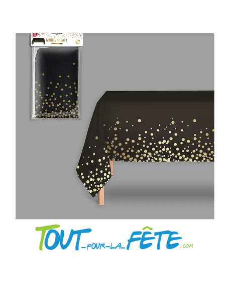 Nappe noir à pois or en polyethylene 1.80m x 1.2m