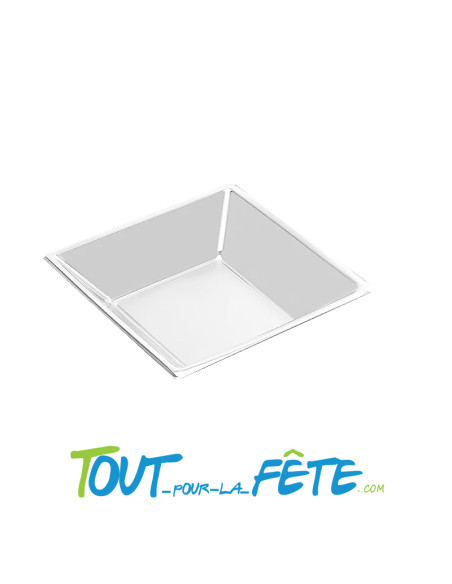 Lot de 5 assiettes carrés en plastique 18 cm argent