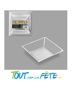 Lot de 5 assiettes carrés en plastique 18 cm argent 2