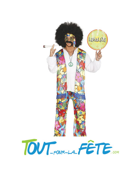 Déguisement d'Hippie multicolore adulte taille L
