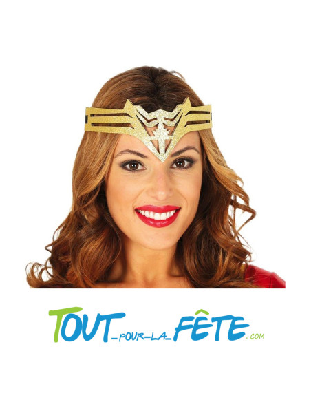 Diadème de super héroïne paillette or