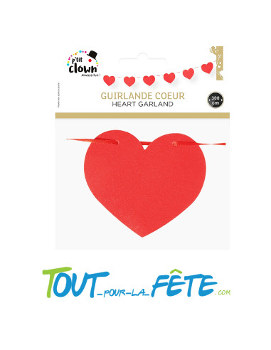 1 guirlande coeur rouge 3m