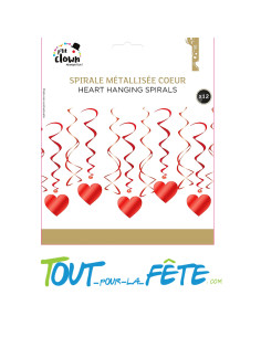 Lot de 12 spirales métallisées coeurs rouge a suspendre 2