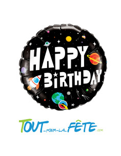 Ballon aluminium Espace Happy Birthday 46cm 2
