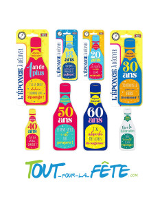 Eponge bouteille anniversaire à l'âge humour