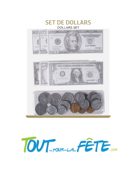 Set de billets et pièces dollar