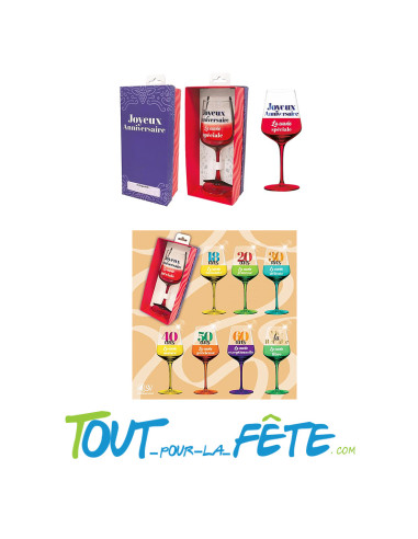Verre a vin coffret cadeau joyeux anniversaire