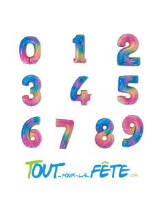 Ballon chiffre aluminium 102 cm MULTICOLORE