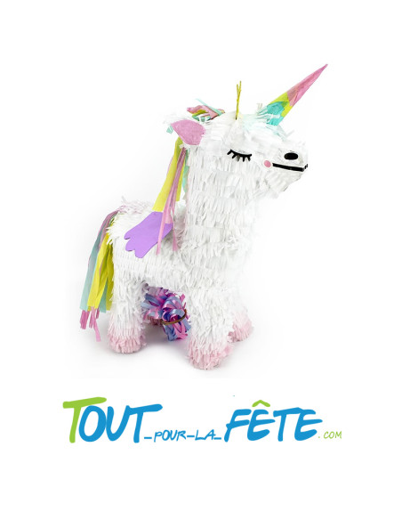 Piñata à tirer licorne arc en ciel