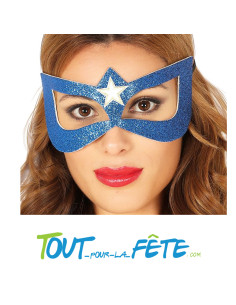 Masque de super héroïne paillette bleu