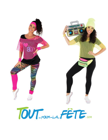 T-shirt résille fluo jaune ou rose fluo