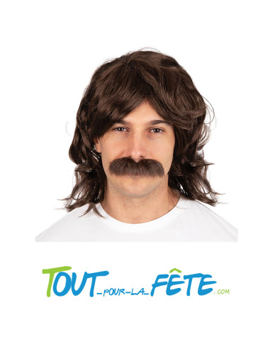 Perruque et moustache année 70 homme