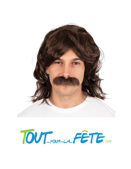 Perruque et moustache année 70 homme