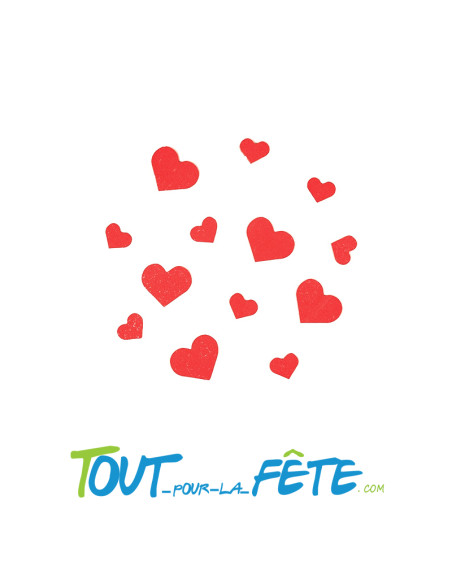 Lot de 50 confettis coeur rouge brillant