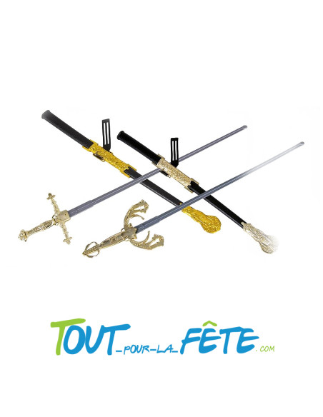 épée de mousquetaire or et noir 68cm ( 2 modèles )