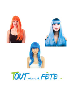 Perruque Longue et Raide avec Frange Femm