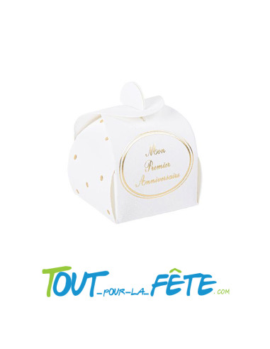 Lot de 8 contenant médaillon mon premier anniversaire et pois