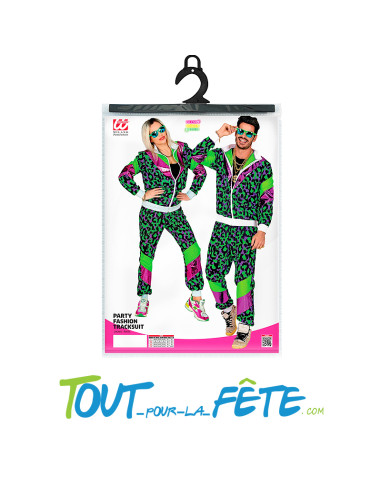 Costume survêtement années 80 vert et violet