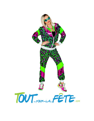 Costume survêtement années 80 vert et violet