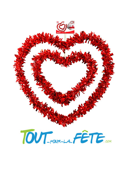 Lot de 2 coeurs rouges 28 & 45cm à suspendre