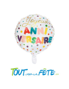 Ballon aluminium Joyeux Anniversaire Multicolore 45cm