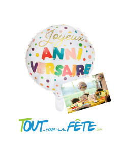 Ballon aluminium Joyeux Anniversaire Multicolore 45cm 2