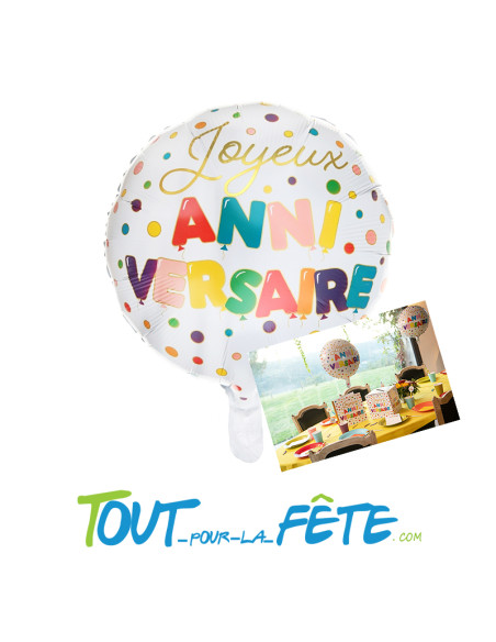 Ballon aluminium Joyeux Anniversaire Multicolore 45cm