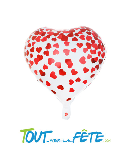 Ballon aluminium Coeur Blanc et Rouge 45cm