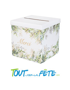 Urne Feuillage Merci 20x20x20cm